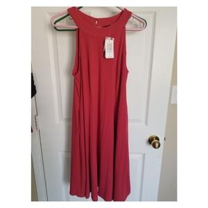 Red Ribbed Fluted Mini Dress